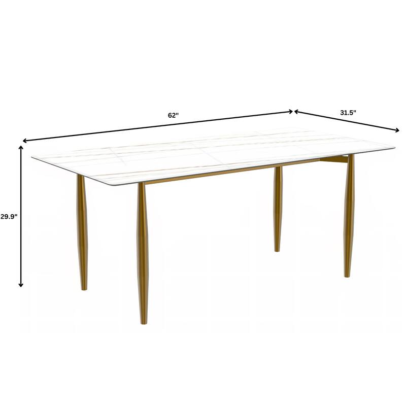 Zinti Rectangular Dining Table with Sintered Stone/Glass Top and Steel Legs