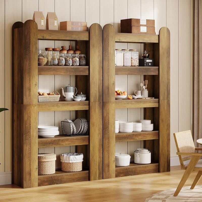 5-Tier Tall Bookshelf, 70.86-inch Farmhouse Wooden Bookcase, Freestanding Display Shelf Storage Shelves