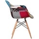 preview thumbnail 7 of 9, Set of 2 Multi Color Modern Upholstered Fabric Multi-Pattern Patchwork Chair Light Natural Eiffel Wood Leg Dining Room