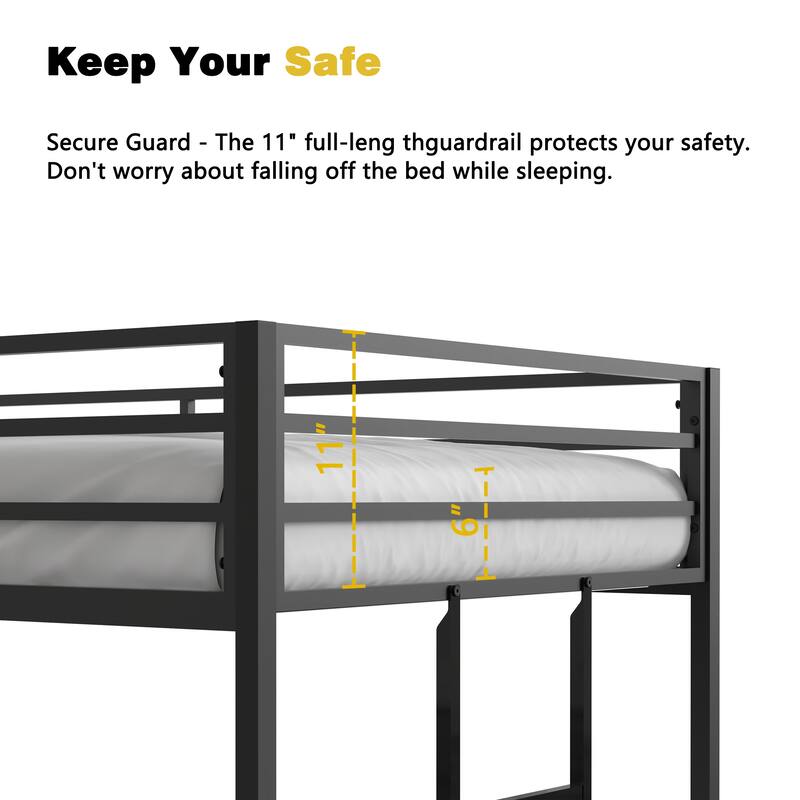 L-Shaped Bunk Bed with Slide and Short Ladder, Black