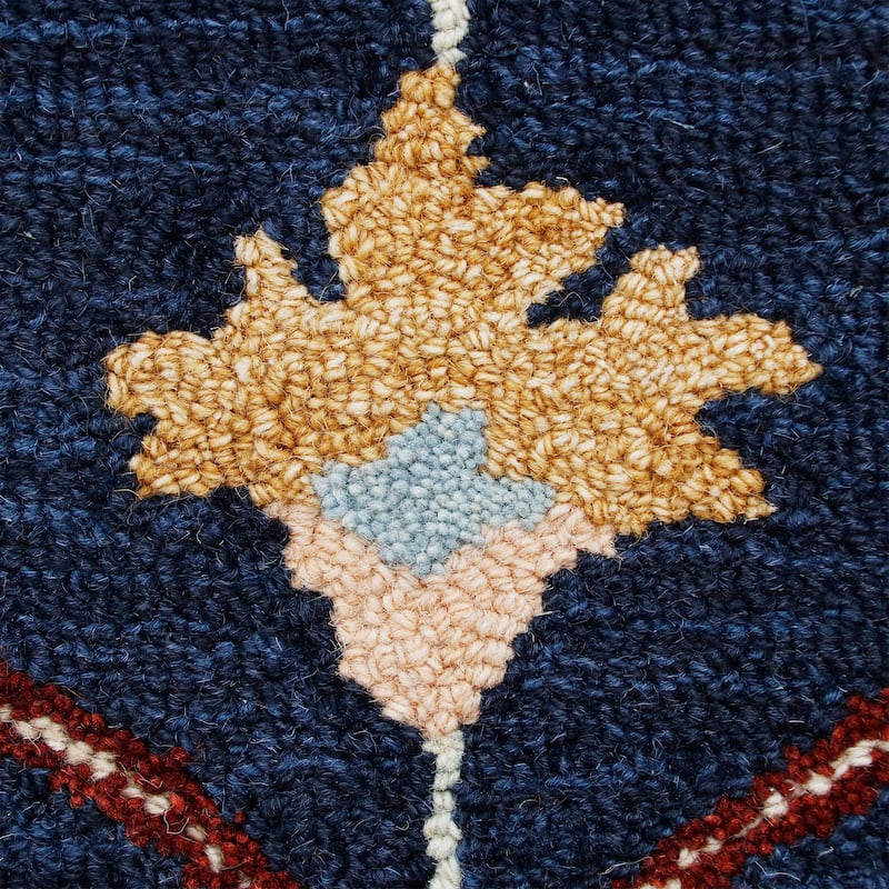 Sevita Navy/Red Trellis Round Area Rug