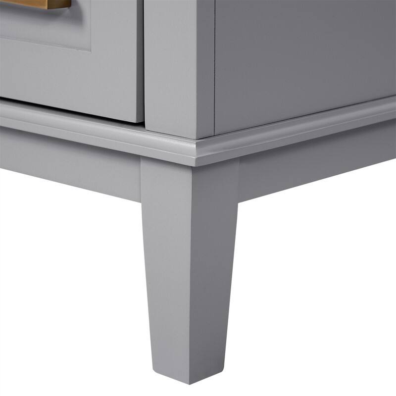 36" Bathroom Vanity with Ceramic Sink, Freestanding Bathroom Vanity Cabinet with 2 Soft Close Doors and 4 Storage Drawers