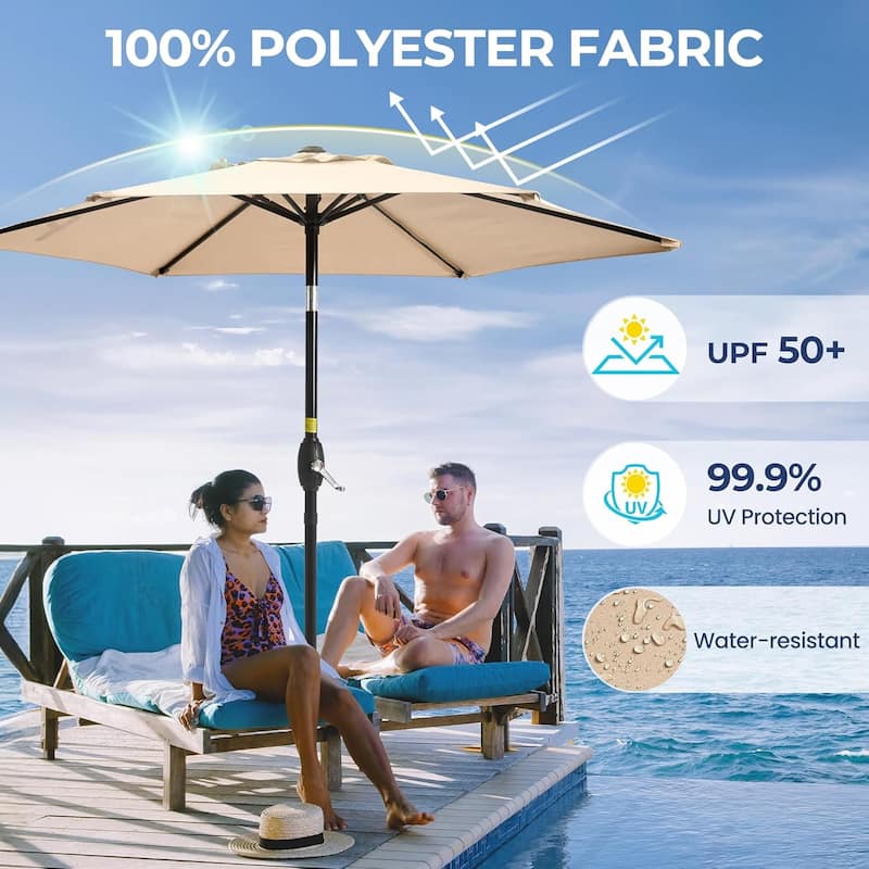 7.5' Outdoor Patio Umbrella with Push Button Tilt and Crank