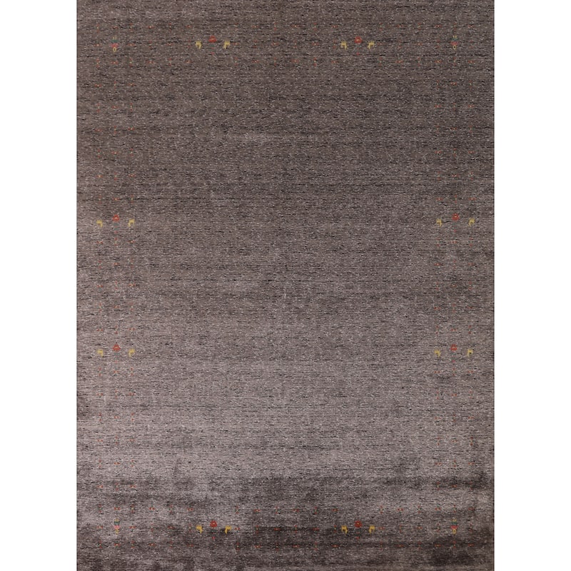 Striped Gabbeh Oriental Area Rug Hand-Knotted Wool Carpet - 7'10" x 9'9"