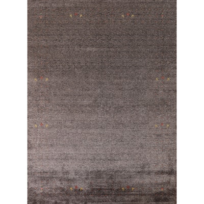 Striped Gabbeh Oriental Area Rug Hand-Knotted Wool Carpet - 7'10" x 9'9"