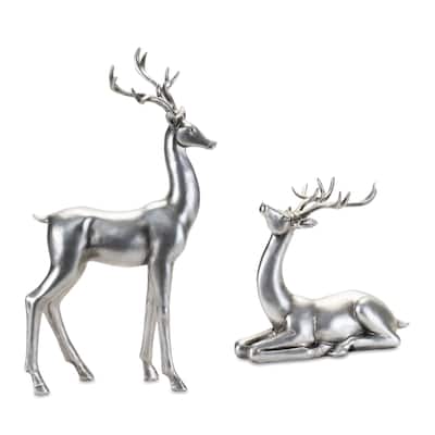 Metallic Deer Figurine (Set of 2) - N/A