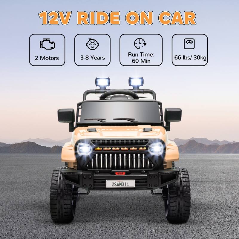 12V Kids Ride-On Truck, UTV with Remote Control, 3 Speeds, LED Lights, Music & Suspension Wheels for 3-6 Years