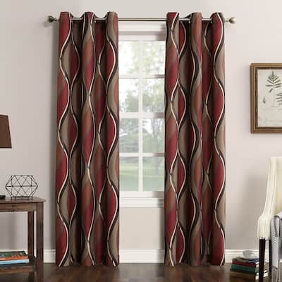 No. 918 Intersect Ogee Print Semi-Sheer Grommet 1-Piece Curtain Panel, Single Panel