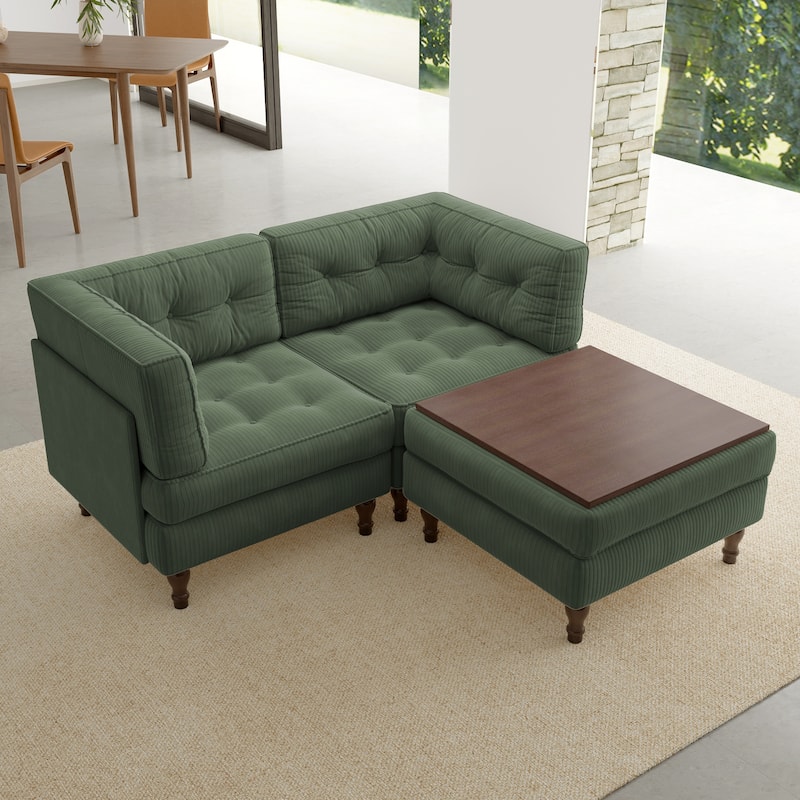 Oversized Sofa Corduroy Tufted Modular Sectional Set