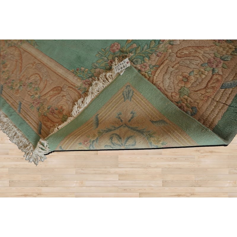 12'5''x20'5' 'Hand Knotted Wool Oversize Sea Aubusson Savonnerie Plush Pile Rug - 12' 5'' x 20' 5''