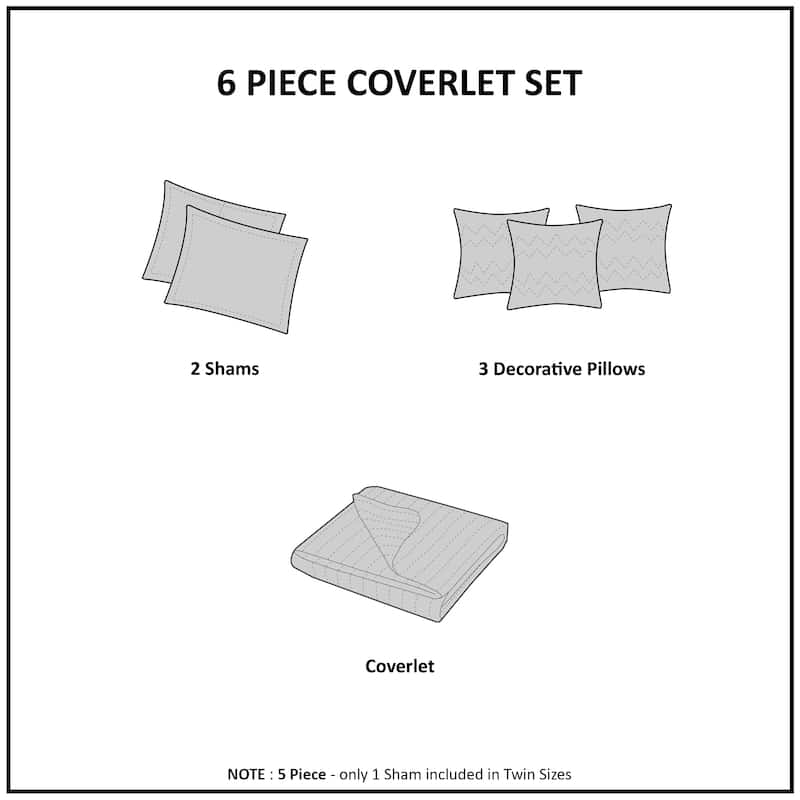 Madison Park Curtner 6 Piece Reversible Quilt Set with Throw Pillows