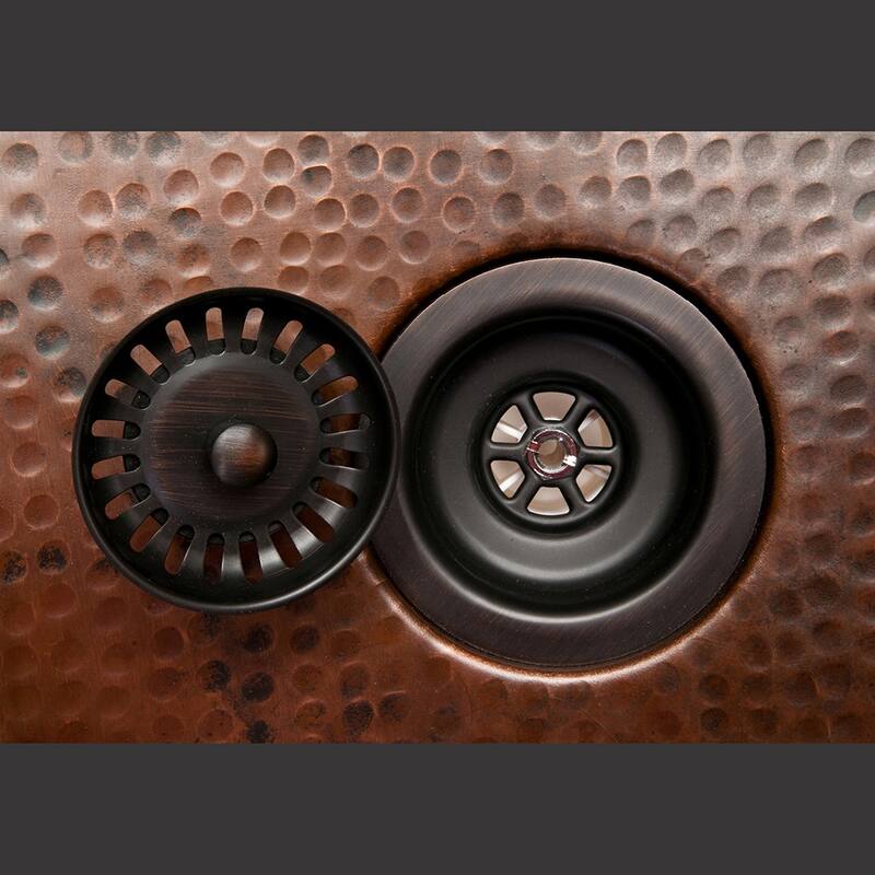 33-in Hammered Copper Kitchen Apron 60/40 Double Basin Sink with Matching Drains, and Accessories (KSP3_KA60DB33229)