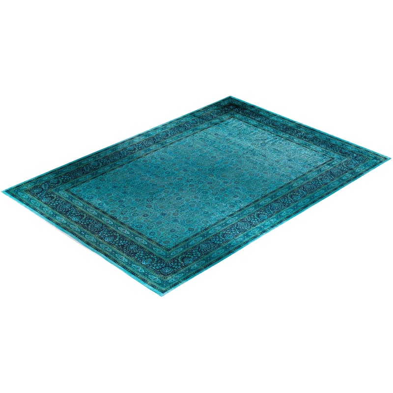 Overdyed, One-of-a-Kind Handmade Area Rug - Blue - 12' 3" x 17' 6"