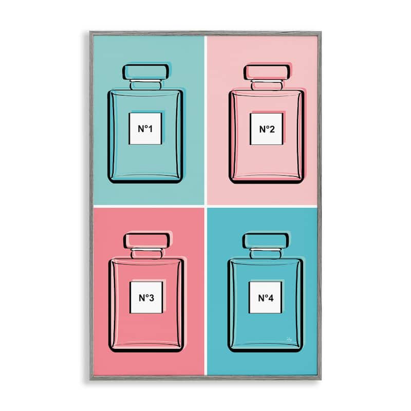 Stupell Pink & Blue Perfumes Framed Giclee Art Design By Martina Pavlova - 20 x 30 - Grey