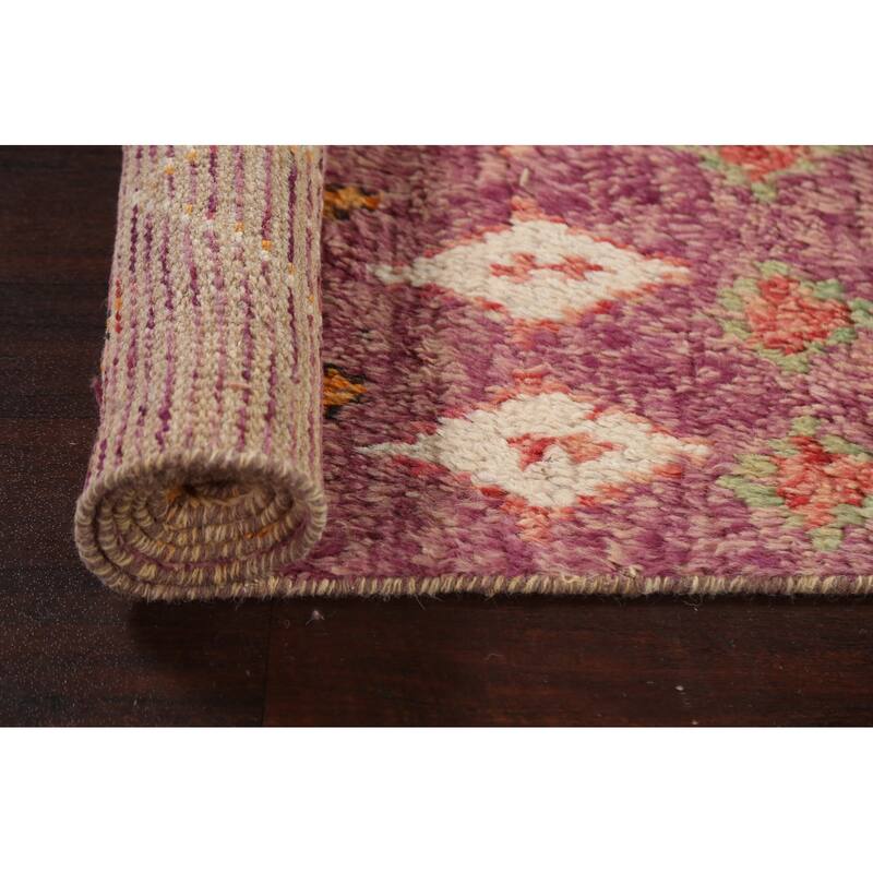 Tribal Geometric Moroccan Oriental Wool Runner Rug Hand-knotted Carpet - 2'6" x 12'7"
