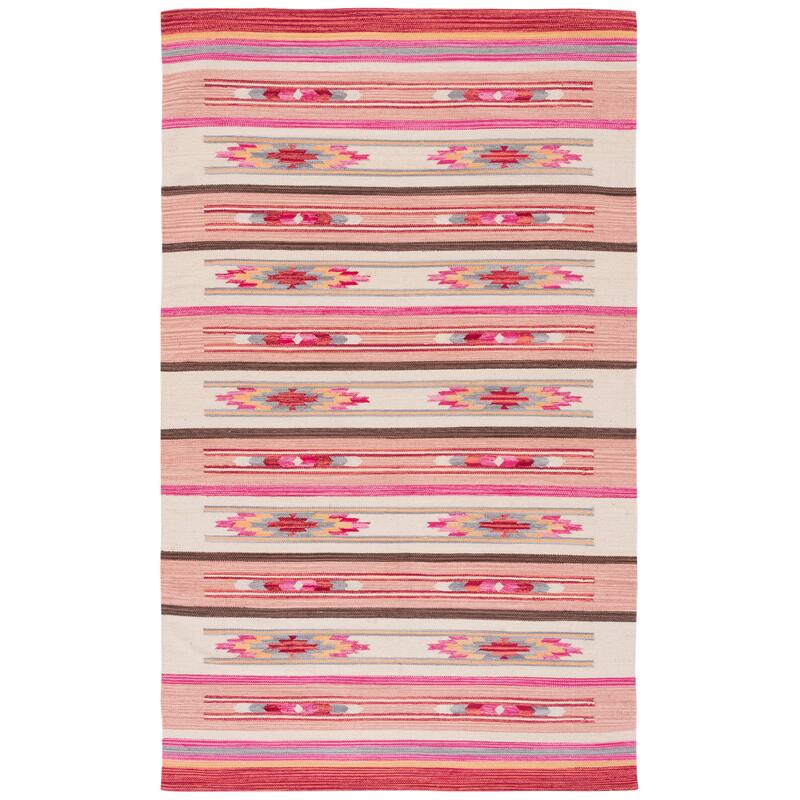 SAFAVIEH Handmade Kilim Mala Transitional Cotton Rug - 5' x 8' - Red/Ivory