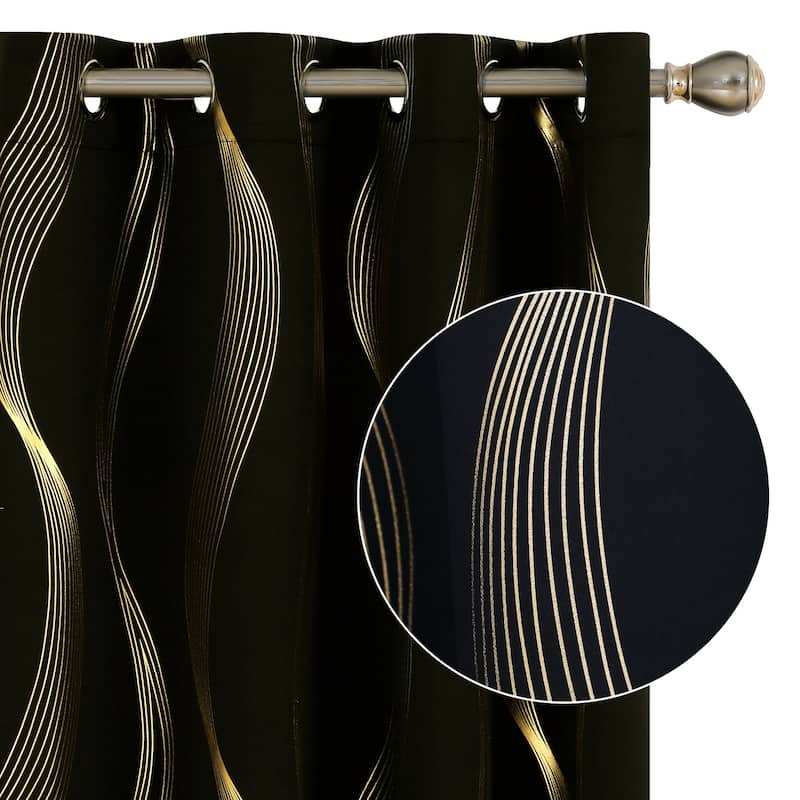 Deconovo Gold Wave 52 Width Curtain (2 Panel)