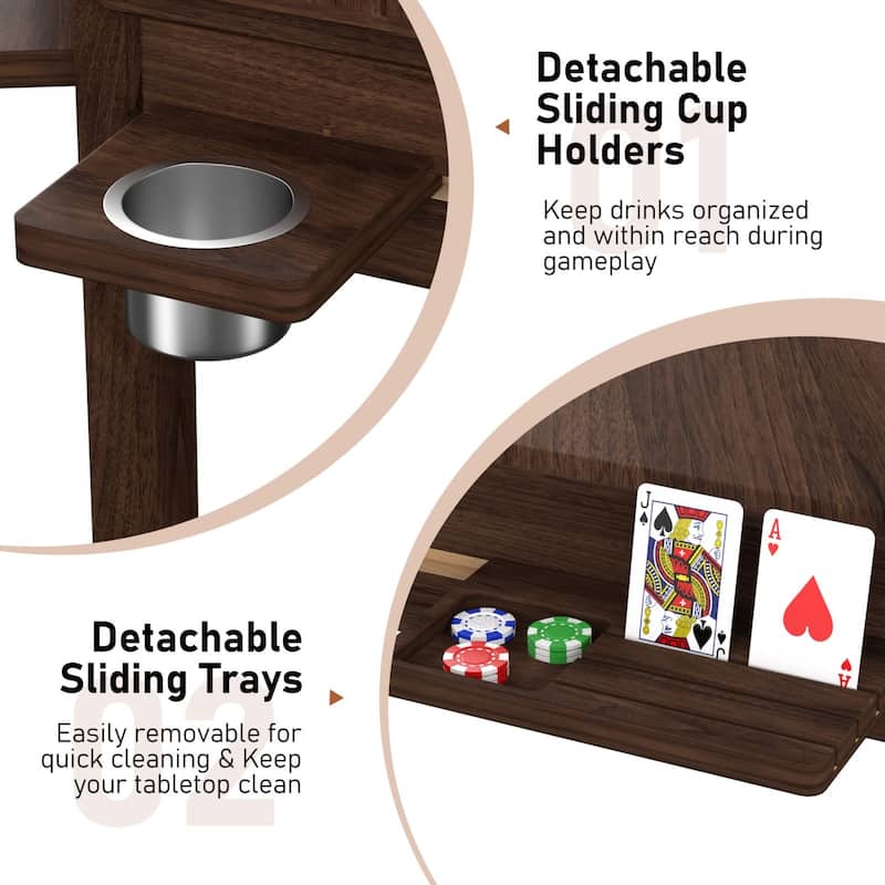 VEIKOUS Multifunctional Rubberwood Game Table, 4-in-1 Board Game Table with Removable Top for Dining, Card Games, Chess