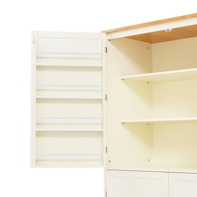 Freestanding Pantry with 2 Drawers, 8 Shelves & Adjustable Spaces for Dining Room Organization