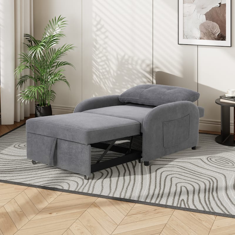 Christopher Knight Home - Morgan 3-in-1 Convertible Sleeper Sofa Bed with Pillow & Pocket, Loveseat Sleeper Chair - Grey