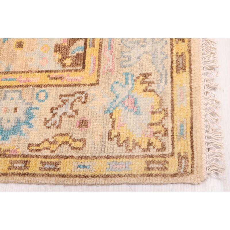 ECARPETGALLERY Hand-knotted Modern Oushak Tan Wool Rug - 4'0 x 6'2