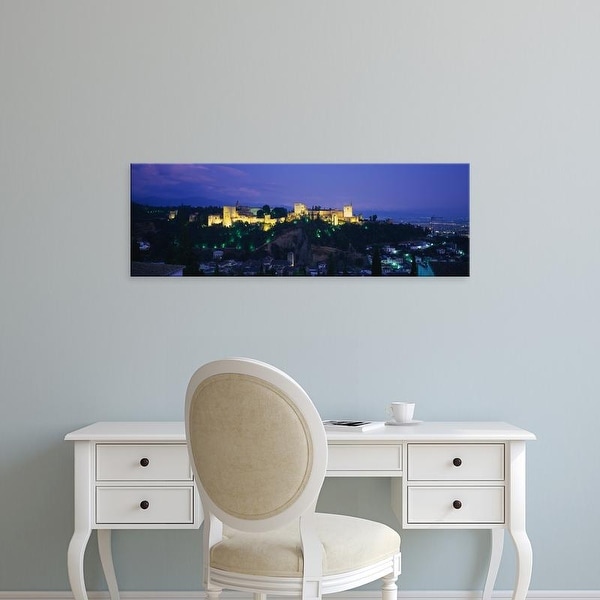 Easy Art Prints Panoramic Images's 'Palace lit up at dusk, Alhambra, Granada, Andalusia, Spain' Premium Canvas Art