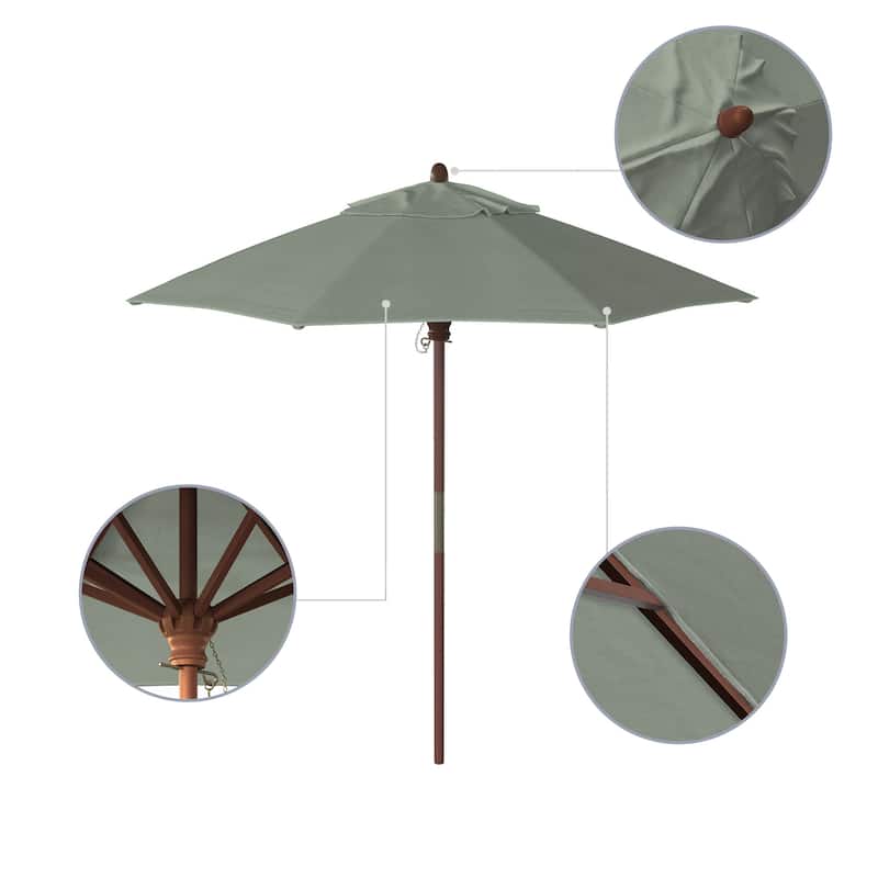 Port Lavaca 7.5ft Round Sunbrella Wooden Patio Umbrella by Havenside Home, Base Not Included