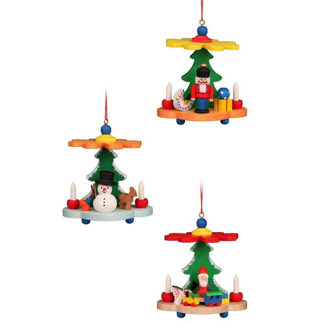 Set of 6 Warm and Vibrant Assorted Pyramids Collectible Christian Ulbricht Ornaments, 3"