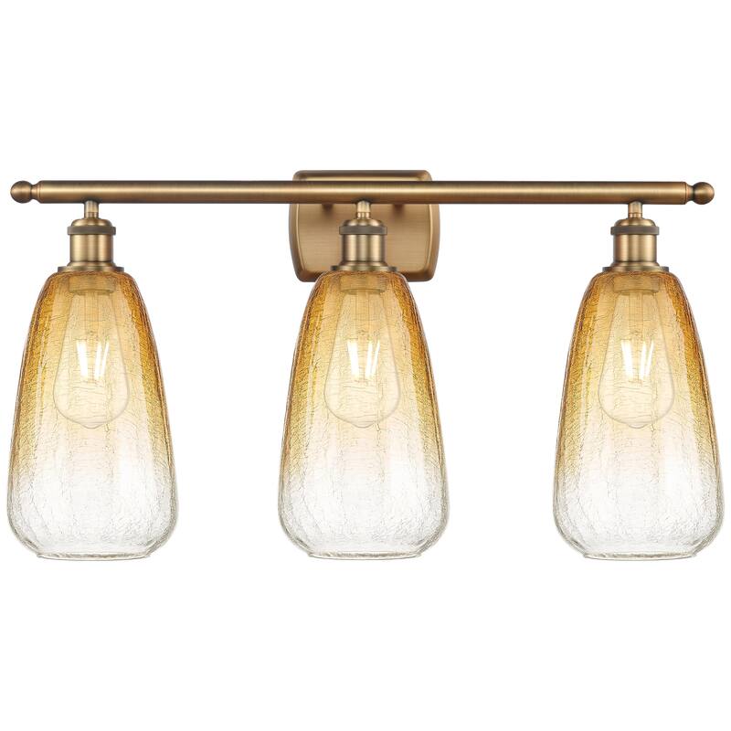 Innovations Lighting Endless Possibilities Ballston - Brookhaven Almond - 3 Light 26" Bath Vanity Light - Brushed Brass/Amber