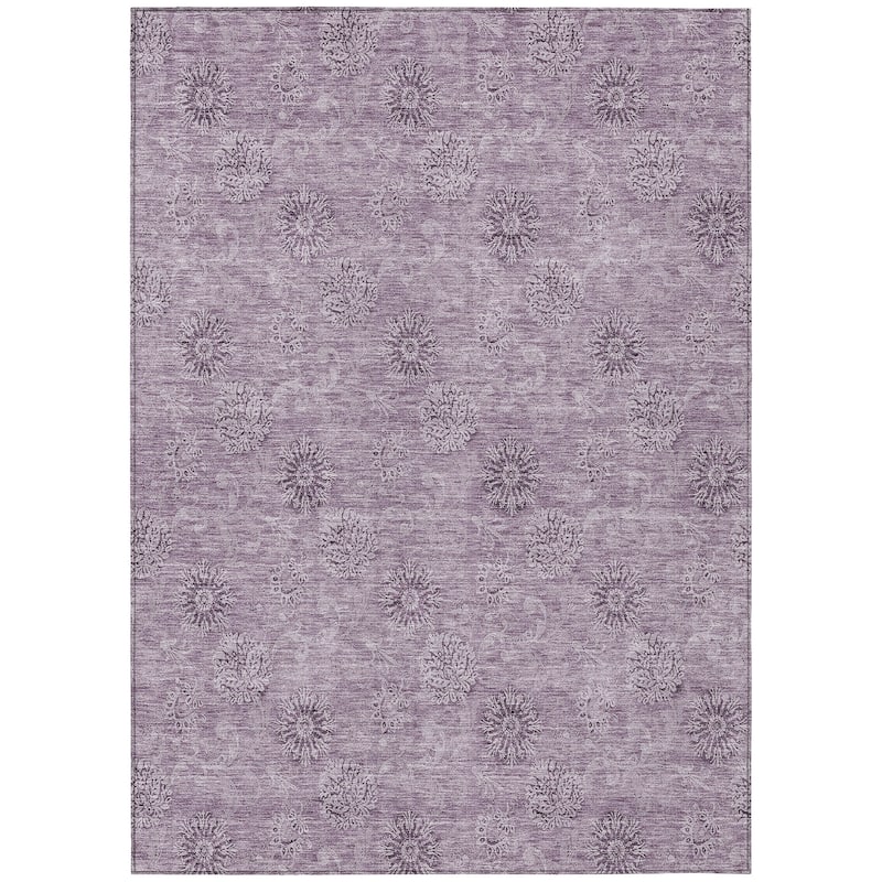 Machine Washable Indoor/ Outdoor Chantille Floral Burst Rug