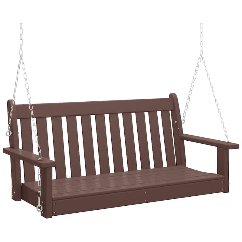 Laguna Outdoor Patio 51 Inch Traditional Hanging Porch Swing - Dark Brown
