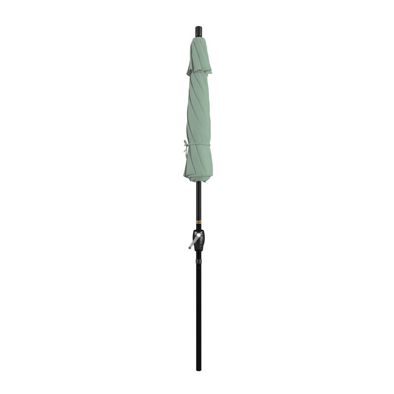 California Umbrella 7.5' Round Crank Lift Push Button Tilt Black Aluminum Patio Umbrella with Pacifica Pacific Blue Fabric