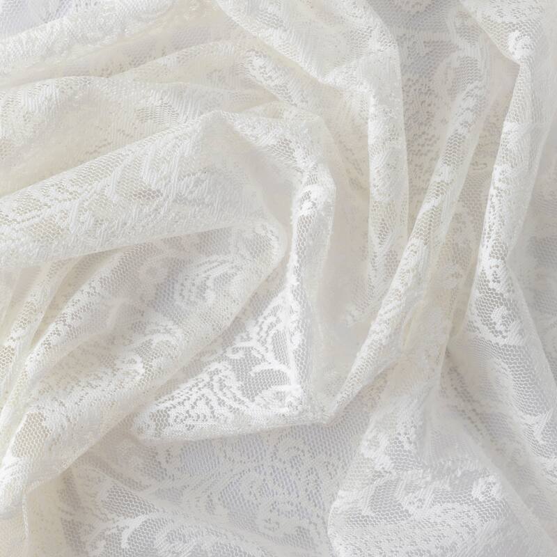 Woven Lace Elegant Sheer Rod Pocket with Header Panel