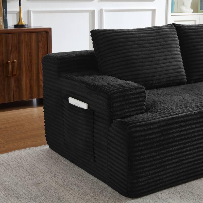 L-Shaped Modular Sectional Sofa with Chaise Lounge, Comfy Corduroy Deep Seat Cloud Couch, Compressed 4 Seat Corner Sofa