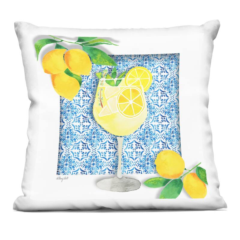 Stupell Mediterranean Limoncello Drink Decorative Printed Throw Pillow Design by Hillary Holt - Accent - Polyester - Blue - Single