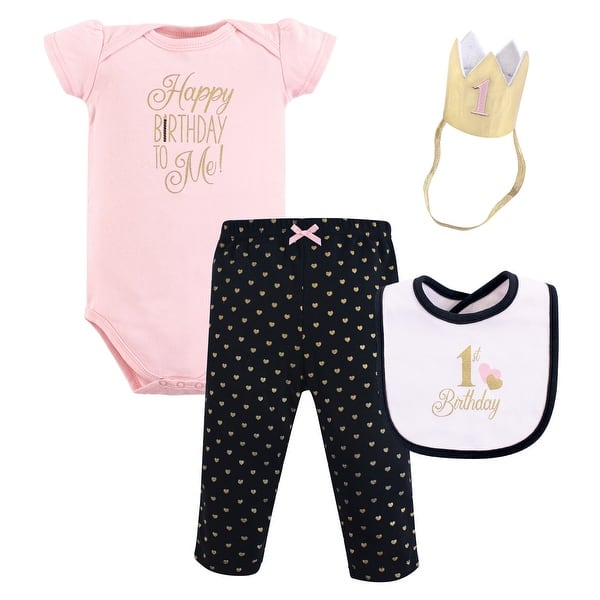 slide 1 of 1, Hudson Baby Infant Girl Birthday Boxed Giftset, Black Pink, 12-18 Months - Black Pink - 12-18 Months 12-18 Months - Black Pink