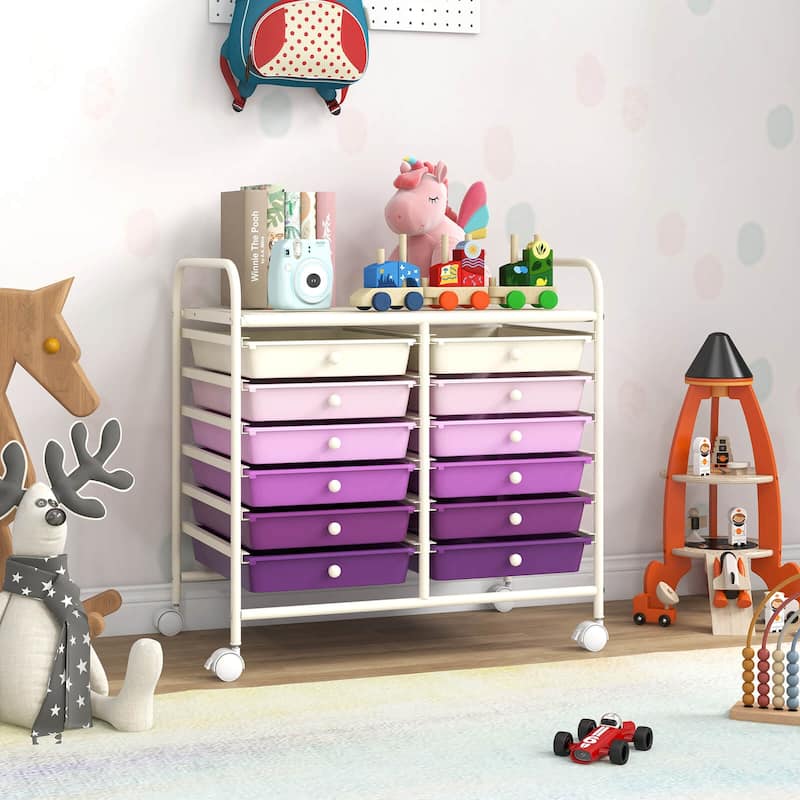 Costway 12 Drawers Rolling Cart Storage Scrapbook Paper Studio - See Details
