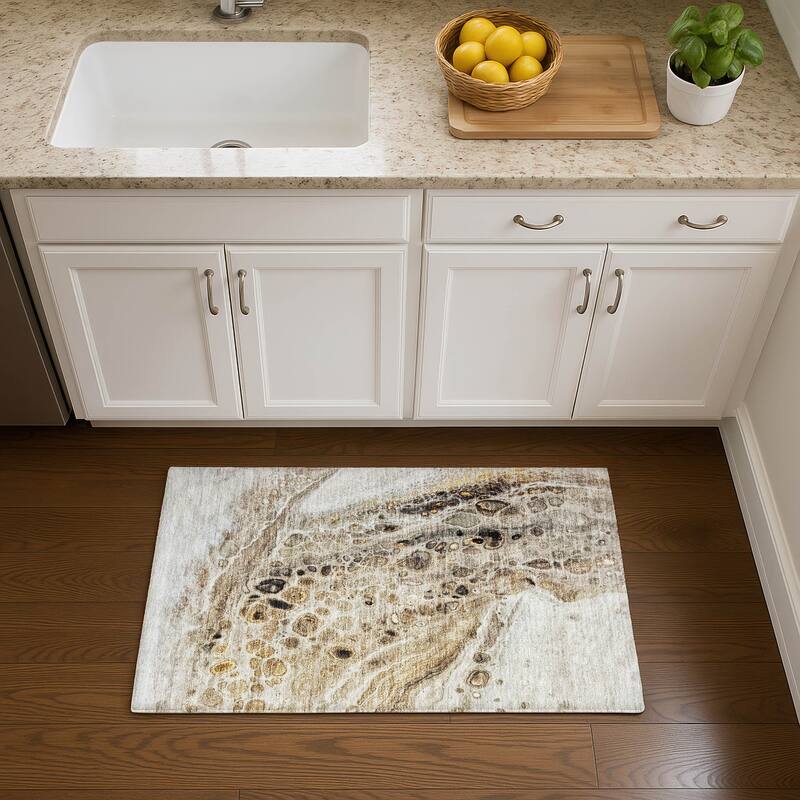 Premium Washable Super Soft Abstract Chic Mayfield Rug - Beige - 1'8" x 2'6"
