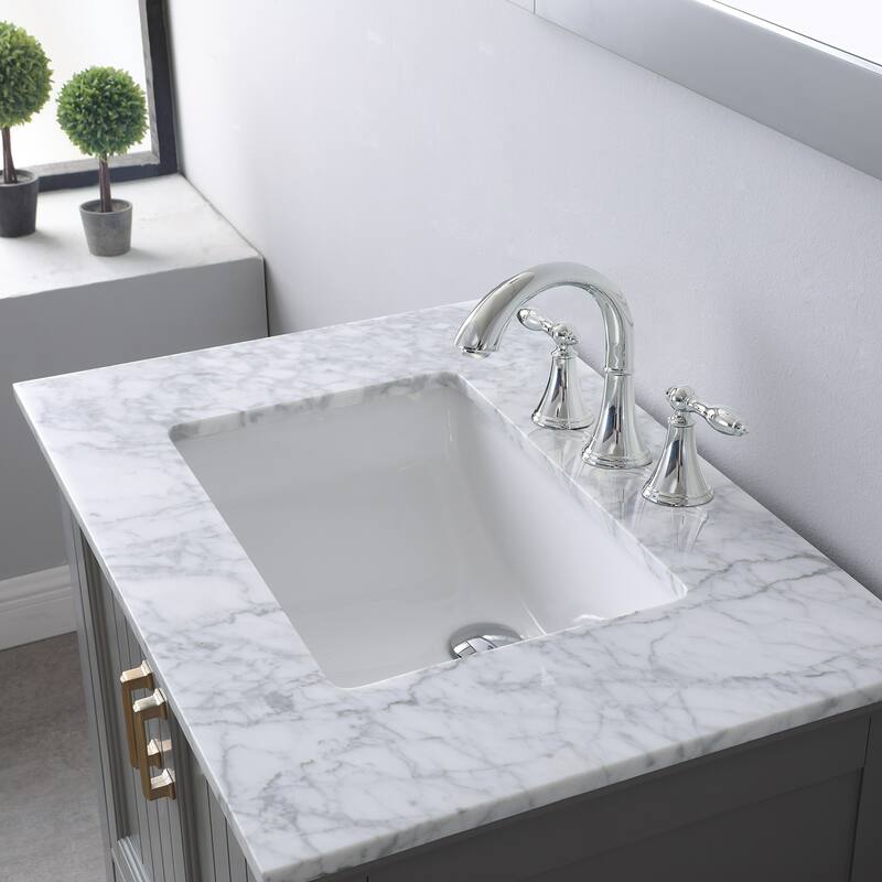 Altair Isla Single Bathroom Vanity Set and Aosta White Countertop with Mirror