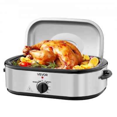 Black-Silver 14QT Electric Roaster Oven with Self-Basting Lid - 23.31 x 15.67 x 10.24 inch