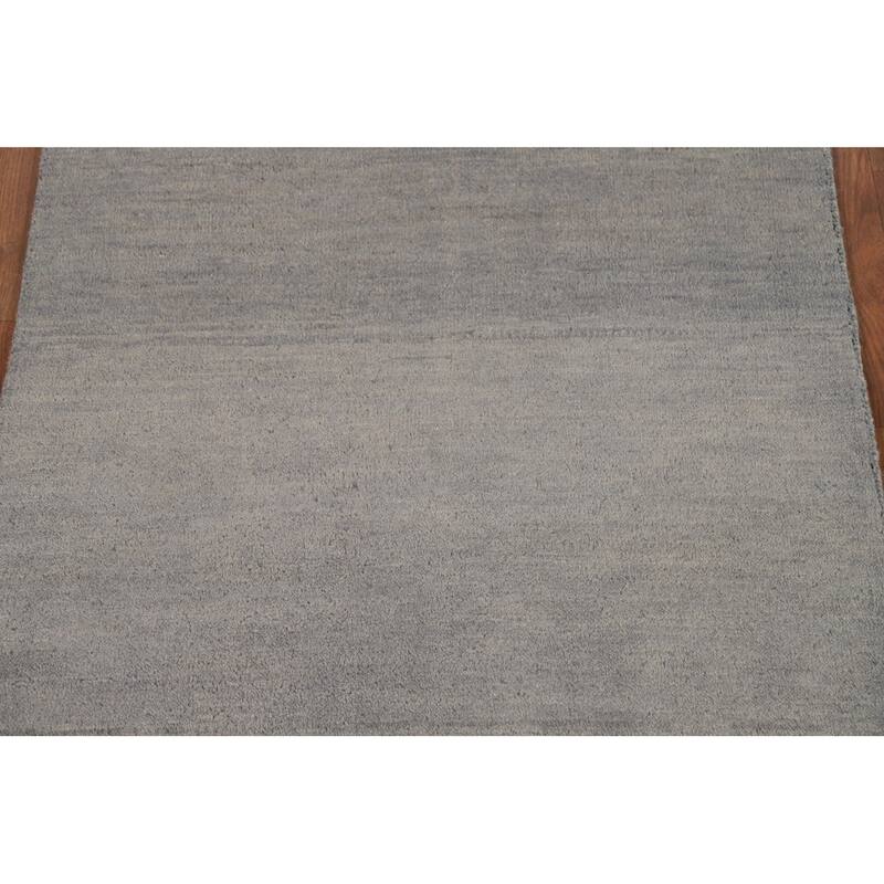 Gray Gabbeh Modern Foyer Rug Hand-Knotted Wool Carpet - 2'8"x 3'11"