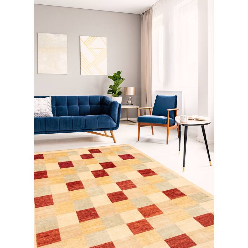 ECARPETGALLERY Hand-knotted Finest Peshawar Ziegler Khaki Wool Rug - 6'7 x 9'8