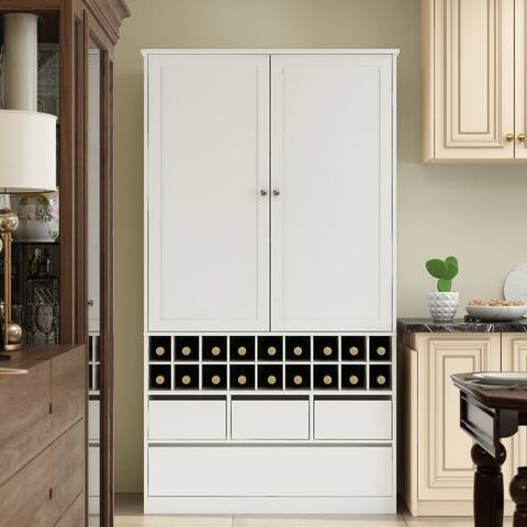 Bar Cabinet 18 Wine Cubbies Pantry Storage Buffet Refrigerator Door - 70.9"H