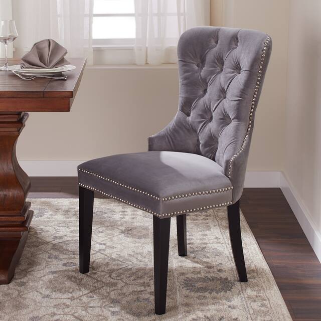 Abbyson Versailles Grey Tufted Dining Chair