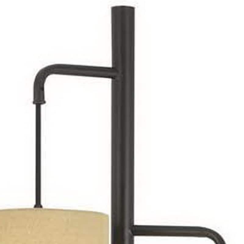72" Bronze Three Light Traditional Shaped Floor Lamp With Beige Drum Shade - 15" x 15" x 72"