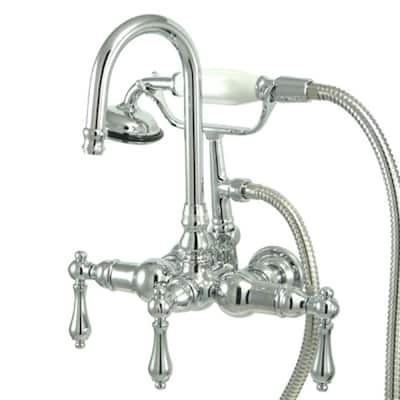 Elements Of Design Triple Handle Wall Mounted Clawfoot Tub Filler with