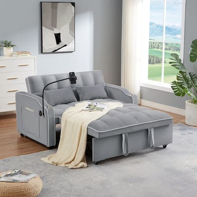 Multi-Functional Foldable Sofa Bed with Adjustable Backrest, USB Port, and Phone Stand