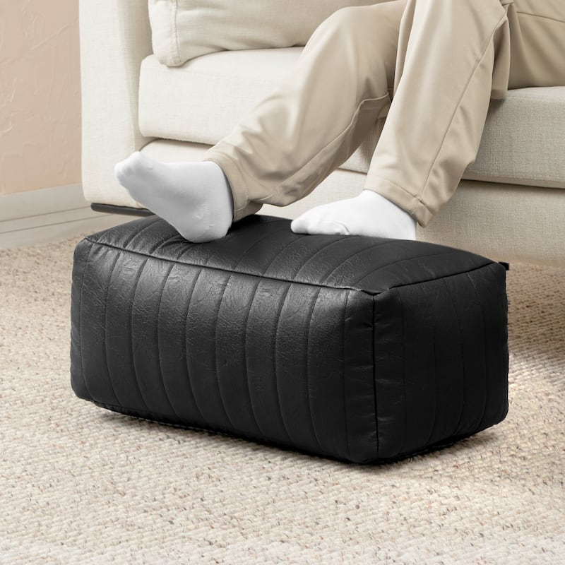 Jani Footrest Bench Ottoman Pouf - Handcrafted for Seating, Footrest, Home Decor for Living Room, Bedroom Pouf - 22" x 12" x 10" - Black