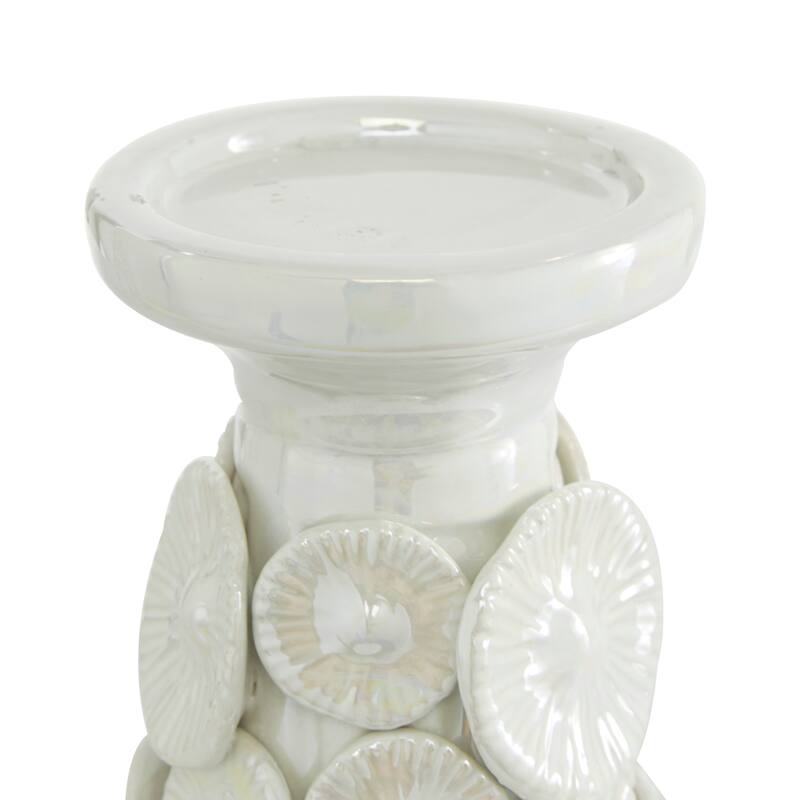 White Ceramic Farmhouse Candle Holder (Set of 2) - 5 x 5 x 15