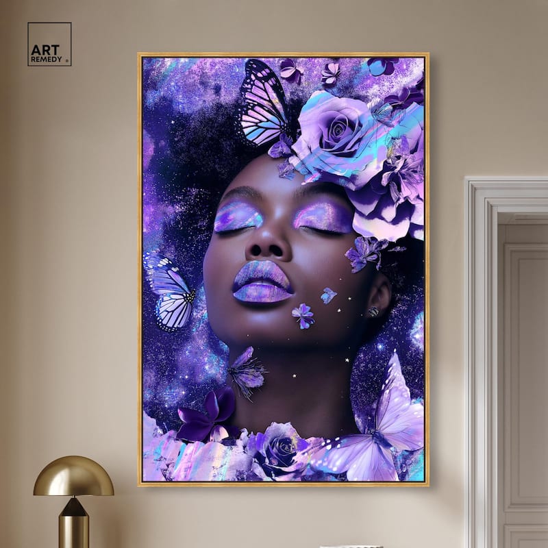 A Glistening Neon Woman Canvas by Art Remedy